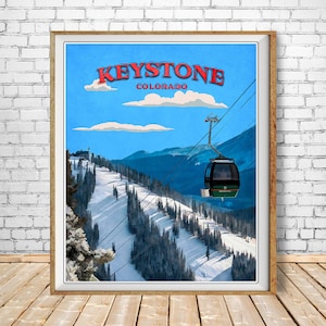 Keystone Poster, Keystone Print, Colorado Print, Skiing Poster, Colorado Poster, Colorado Decor, Wall Art #vp269