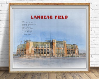 Green Bay Packers Poster, Lambeau Field Print, Packers Decor, Architectural Rendering, Packers Print, Wisconsin Art st1 #vp608
