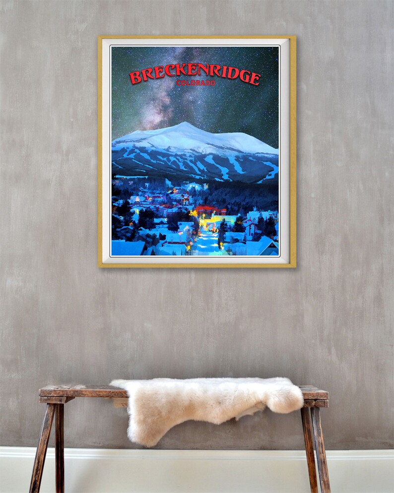 Breckenridge Poster, Colorado Print, Breckenridge Print, Night Skiing