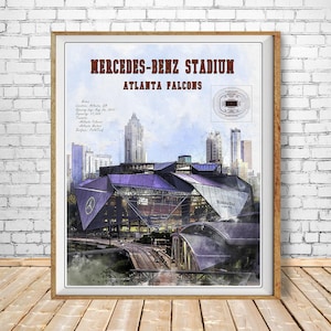 Atlanta Falcons Poster, Mercedes-Benz Stadium, Architectural Rendering, Georgia Decor, Atlanta Print (#str1-vp0210)
