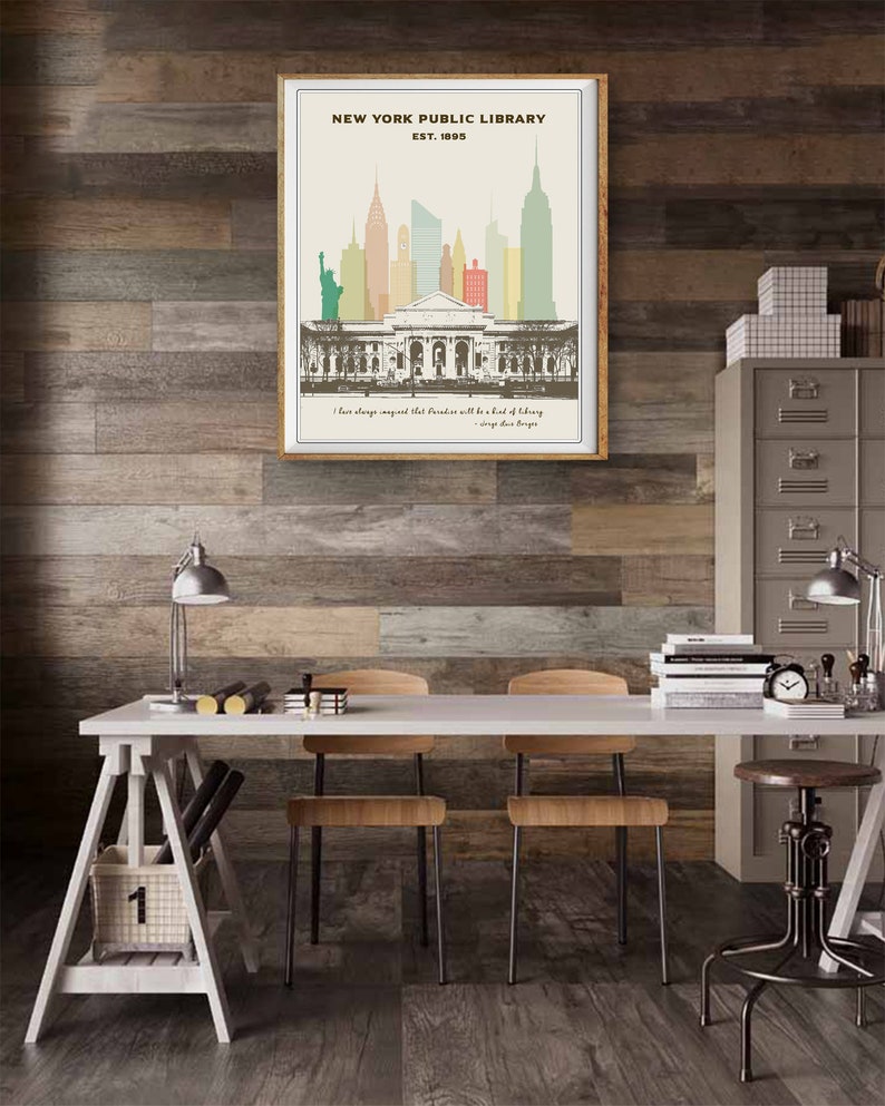 New York Library Print New York City Poster Library Poster Etsy
