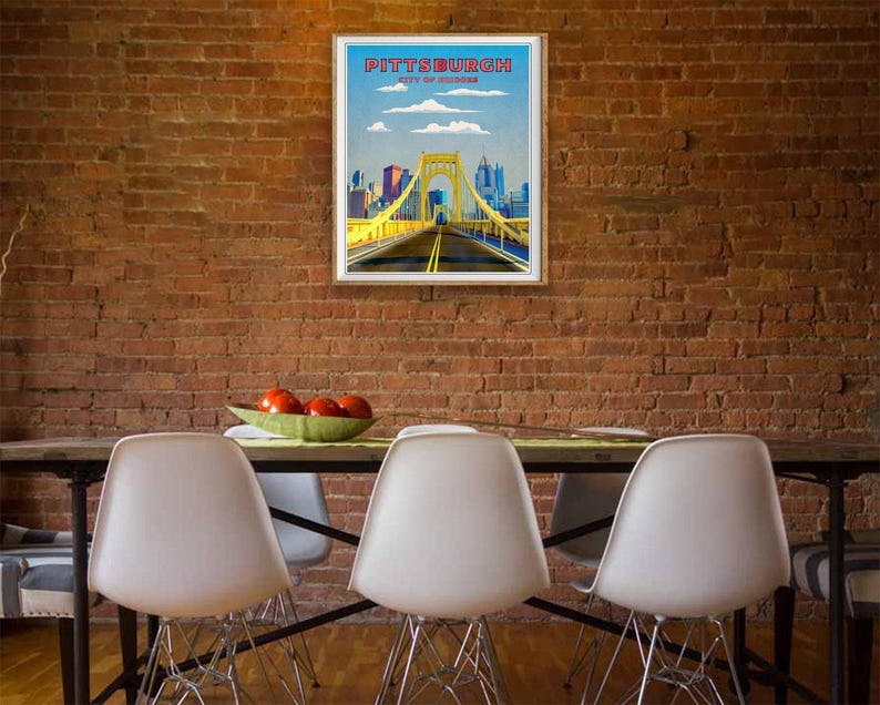 Pittsburgh Print, Pittsburgh Poster, Pittsburgh Bridges, Pittsburgh Decor, Pittsburgh Art, Travel Poster (#st1v-vp0192) afbeelding 4