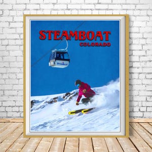 Colorado Ski Poster, Steamboat Springs Print, Colorado Print, Skiing Decor, Steamboat Skiing Print Wall Art bundle-v #vp140