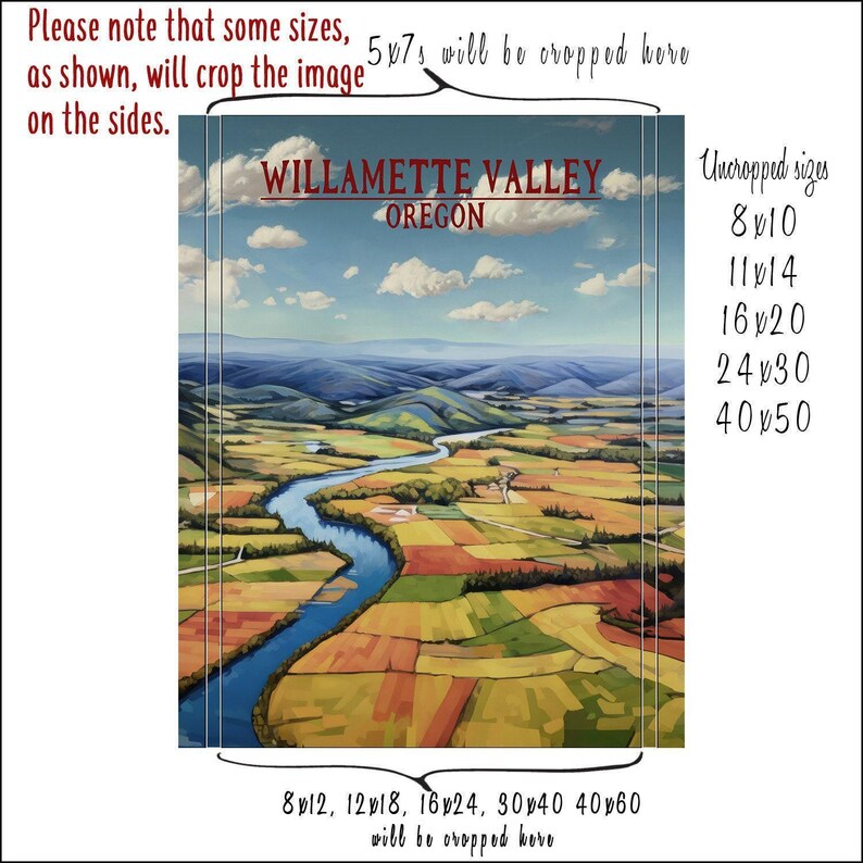 Póster de Oregón, Impresión del Valle de Willamette, Río Willamette, Portland Salem Eugene Corvallis McMinville, Póster de viaje antiguo (#st1v-vp0717) imagen 7