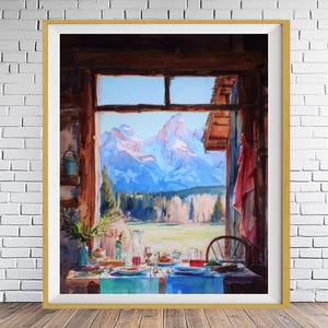 Grand Teton Watercolor Print, National Park Poster, Mountain Landscape Print, Wyoming Art, Western Decor, Jackson Wyoming bundle-v #vp938