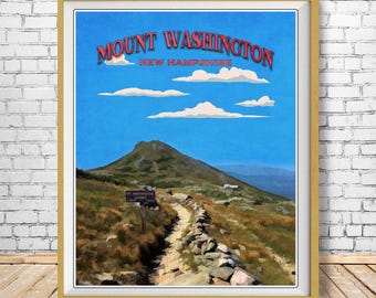 Mount Washington Poster, New Hampshire, Mt Washington Print, Vintage Travel Poster (#st1v-vp0279)