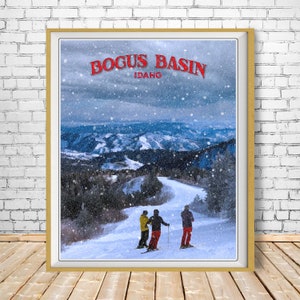 Póster de Bogus Basin, impresión de Boise, impresión de Idaho, póster de Idaho, póster de esquí, decoración de Boise, arte mural st1 #vp327