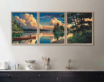 Canoe in Voyageurs National Park, Minnesota Panoramic Travel Poster Set (#p3-vp2775)