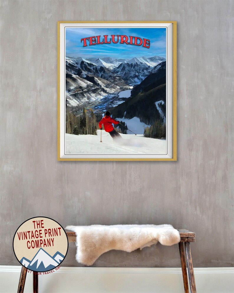 Telluride Poster, Telluride Print, Colorado Print, Skiing Poster ...