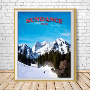 Sundance Ski Poster, Utah Print, Utah Ski Poster, Park City Print, Utah Poster, Travel Poster Wall Art st1 #vp283