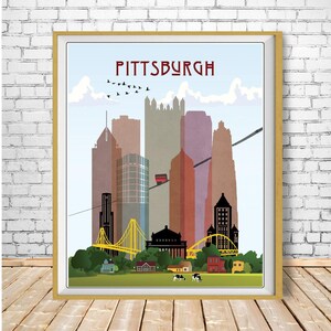 Pittsburgh Poster, Pennsylvania Print, Pittsburgh Skyline Poster, Pennsylvania Decor, Pittsburgh Art bundle-v #vp166