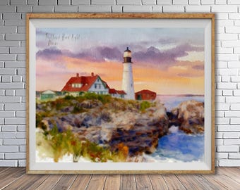 Maine Portland Head Lighthouse | New England Coastal Decor (#st1h-vp1945)