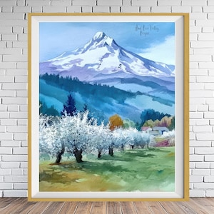 Hood River Valley Print, Mount Hood Poster, Oregon Poster, Portland Art Mt Hood Print Pacific Northwest Decor Travel Poster bundle-v #vp1418