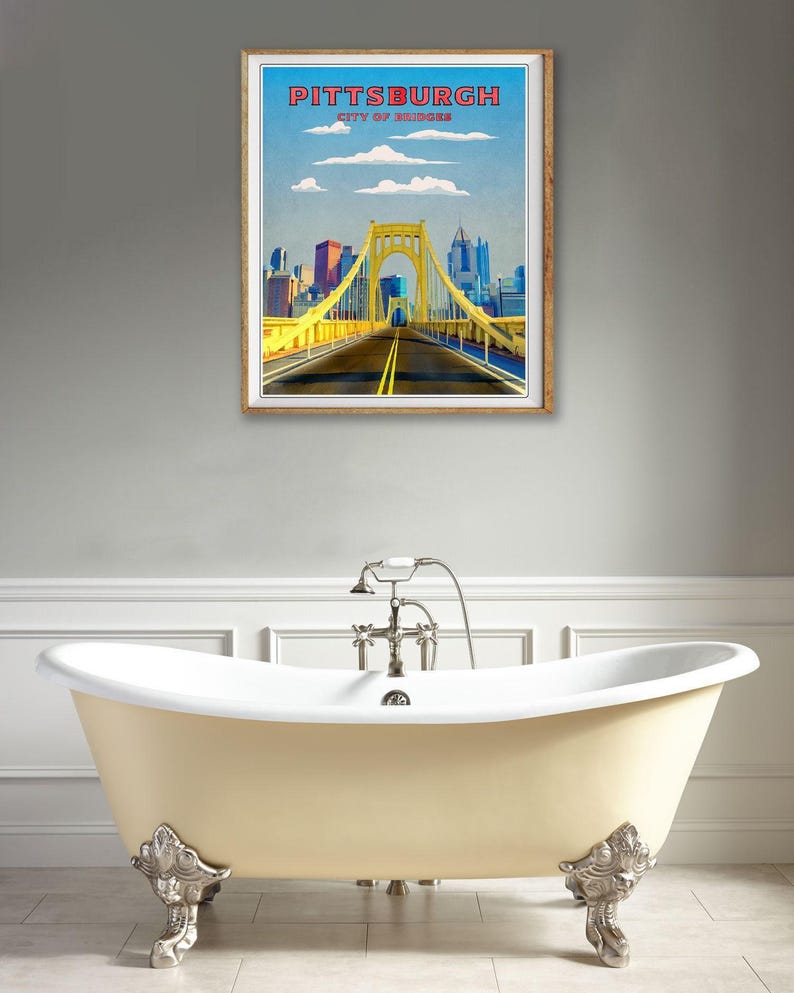 Pittsburgh Print, Pittsburgh Poster, Pittsburgh Bridges, Pittsburgh Decor, Pittsburgh Art, Travel Poster (#st1v-vp0192) afbeelding 5