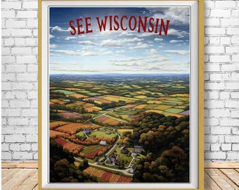 Wisconsin Poster, Wisconsin Print, Farm Landscape, Wisconsin Countryside Decor, Milwaukee Art Wall Art, Madison Decor (#st1v-vp0575)