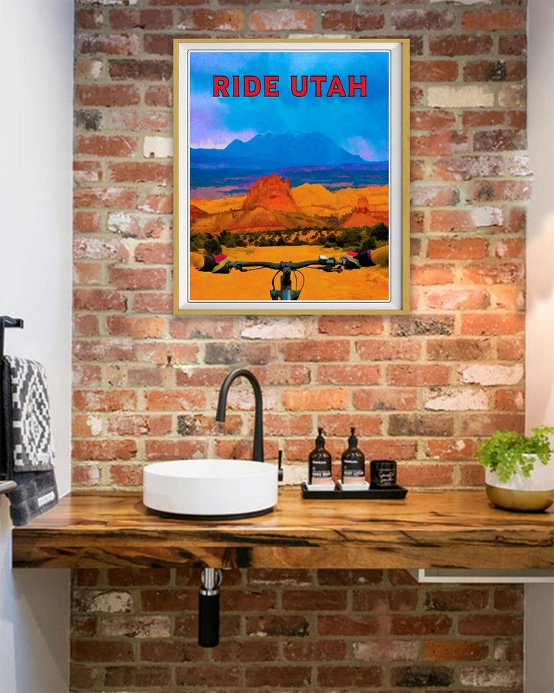 Póster de bicicleta de montaña, impresión de Utah, póster, impresión de MTB, ciclismo, arte mural de Utah (#st1v-vp0075) imagen 4