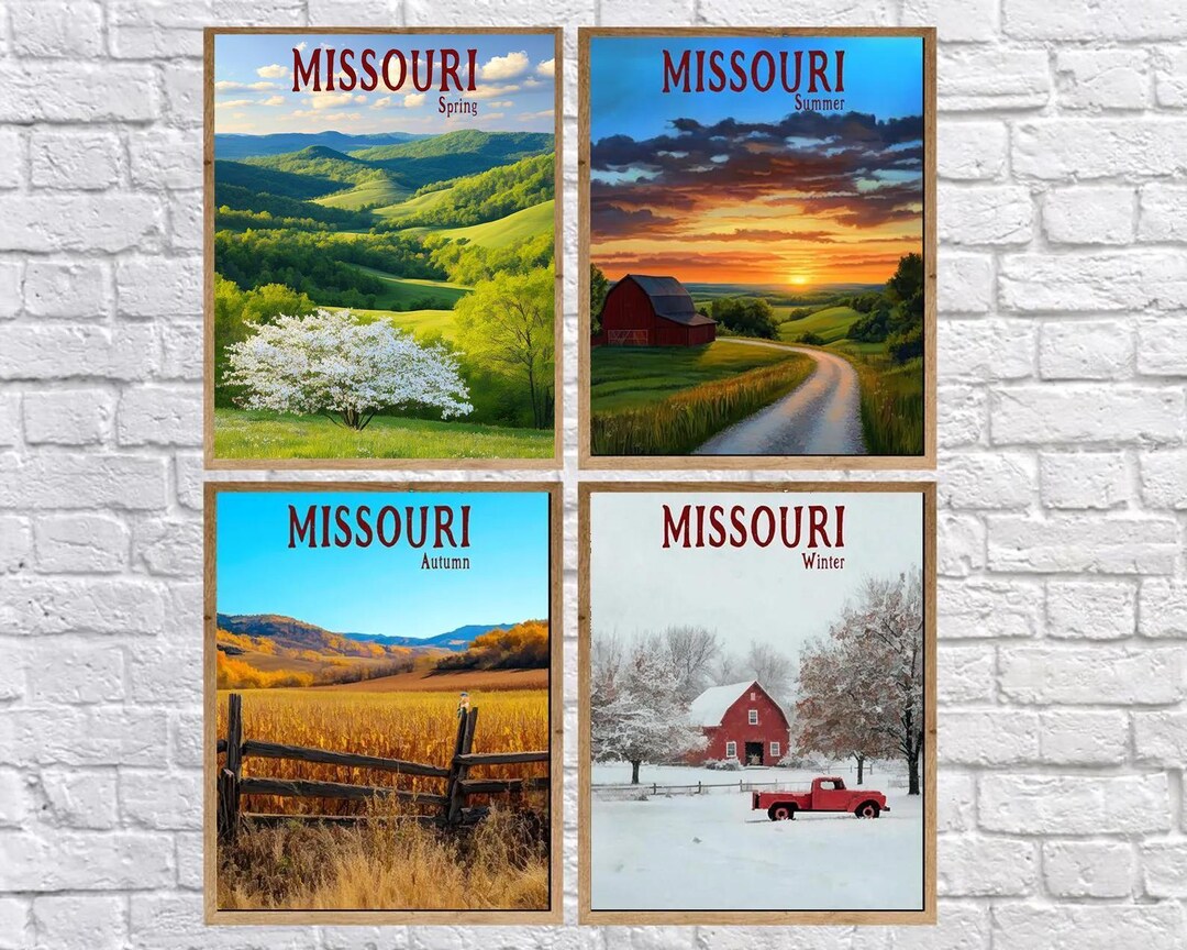 Missouri Posters, Discounted Set, Rural Missouri Prints, Four Seasons ...