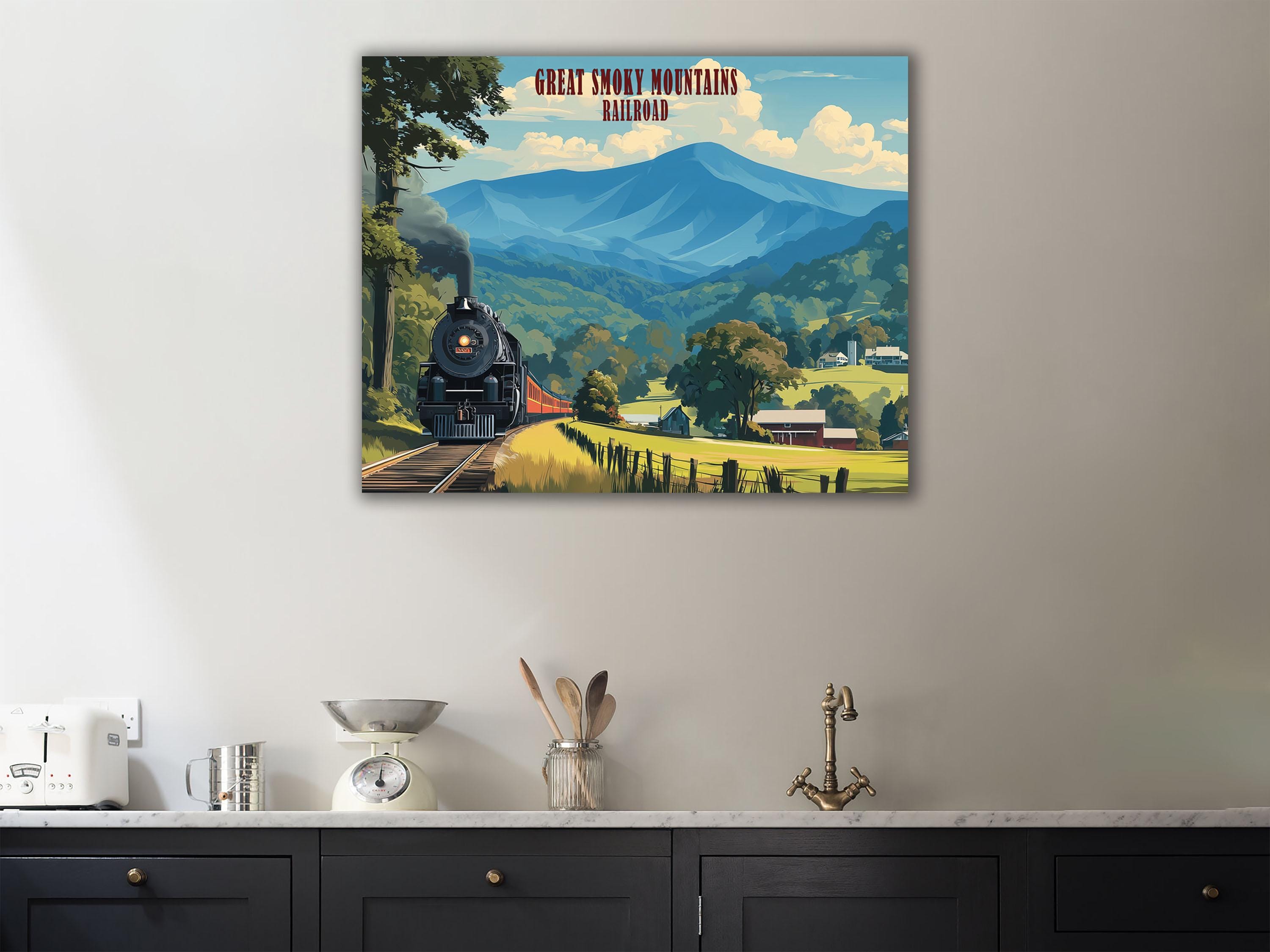 Great Smoky Mountains Railroad Poster, Vintage Train Print, National ...