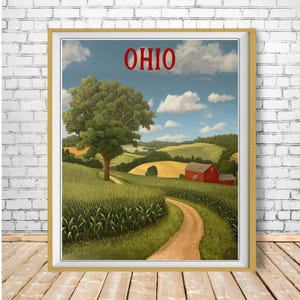 Ohio Poster, Rural Ohio Landscape Print, Summer Landscape Poster, Ohio Countryside, Columbus Cleveland Cincinnati Print bundle-v #vp637
