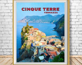 Cinque Terre Poster, Vernazza Print, Italy Print, Cinque Terre Poster, Italy Poster Vintage Travel Wall Art (#st1v-vp0055)
