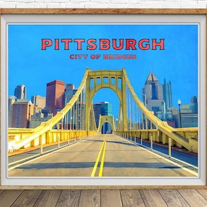 Pittsburgh Poster, Pittsburgh Print, Pittsburgh Bridges, Pittsburgh Decor, Pittsburgh Art, Travel Poster st1 #vp185