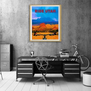 Póster de bicicleta de montaña, impresión de Utah, póster, impresión de MTB, ciclismo, arte mural de Utah (#st1v-vp0075) imagen 6