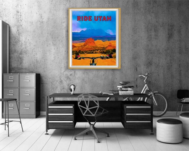Póster de bicicleta de montaña, impresión de Utah, póster, impresión de MTB, ciclismo, arte mural de Utah (#st1v-vp0075) imagen 6