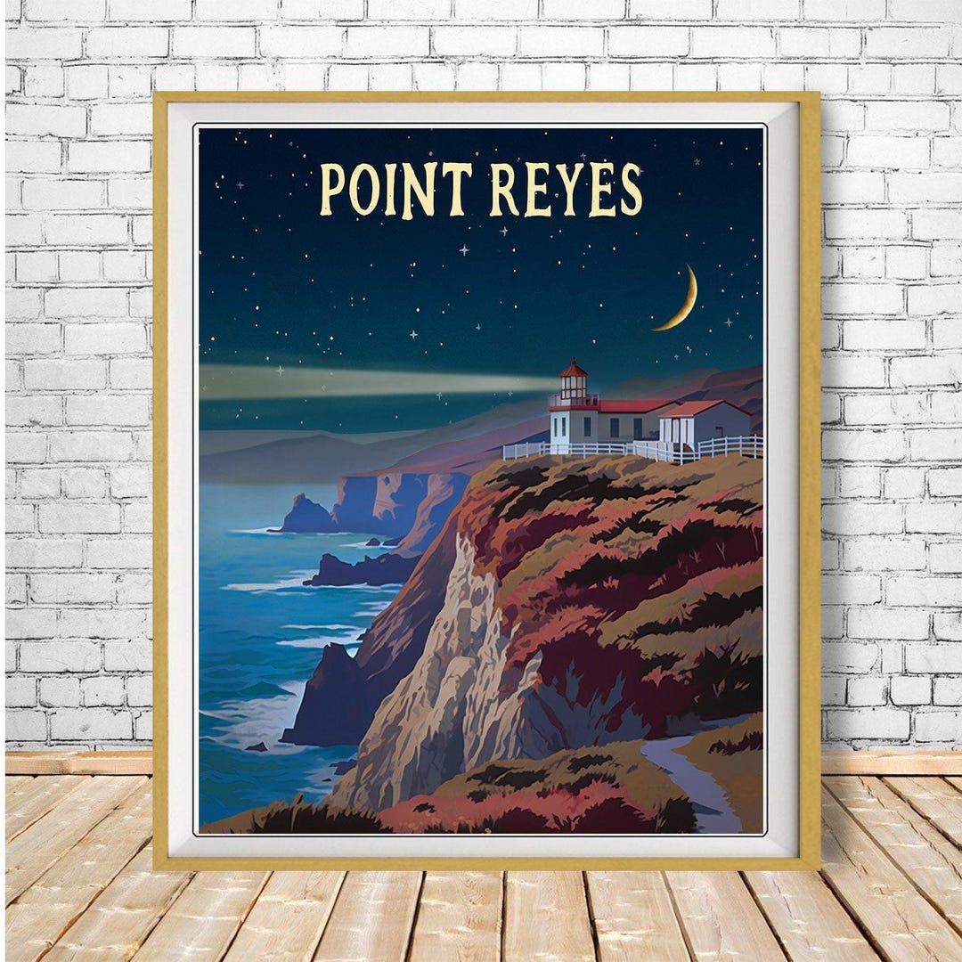 Point Reyes Poster Point Reyes Poster, Lighthouse Print, California Coast Print, Night ...
