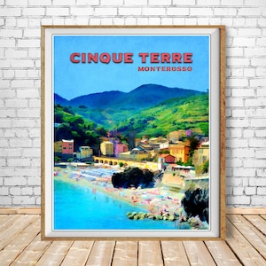 Cinque Terre Print, Monterosso Poster, Italy Print, Cinque Terre Poster, Italy Poster Vintage Travel st1 #vp76