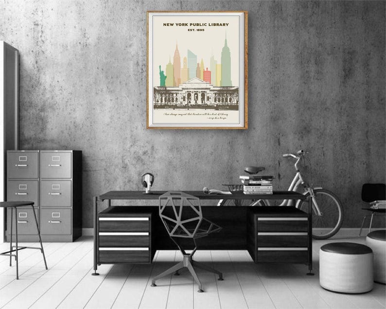 New York Library Print, New York City Poster, Library Poster, Nyc Poster, Gifts for Book Lovers, Wall Art (#st1v-vp0128) image 4