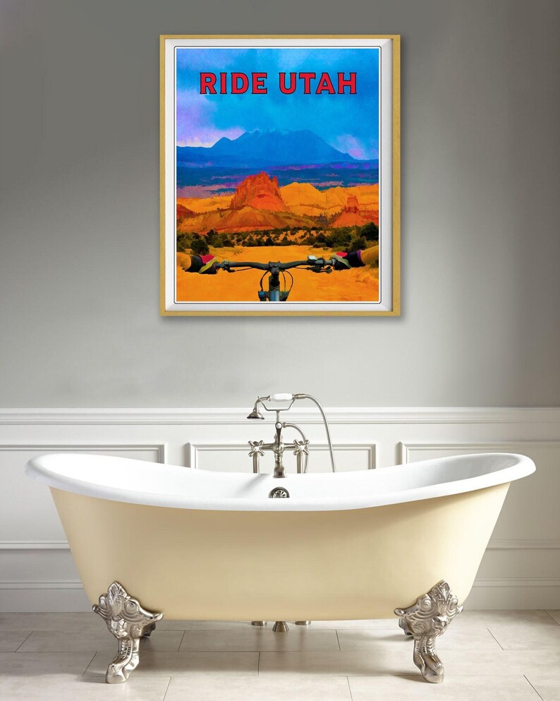 Póster de bicicleta de montaña, impresión de Utah, póster, impresión de MTB, ciclismo, arte mural de Utah (#st1v-vp0075) imagen 5