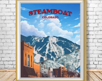 Colorado Ski Poster, Steamboat Springs Print, Colorado Print, Skiing Decor, Steamboat Skiing Print Wall Art (#st1v-vp0387)