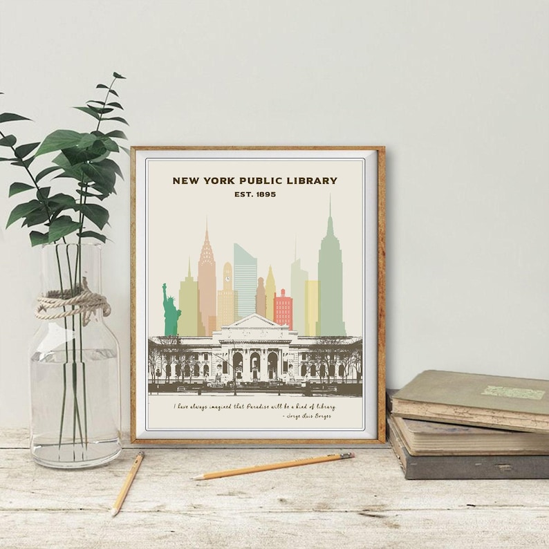 New York Library Print, New York City Poster, Library Poster, Nyc Poster, Gifts for Book Lovers, Wall Art (#st1v-vp0128) image 7