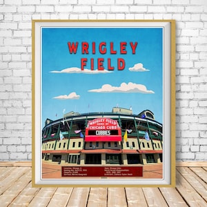 Chicago Cubs Poster, Wrigley Field Print, Chicago Decor, Vintage Baseball Print bundle-v #vp213