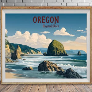 Oregon Coast Poster, Cannon Beach Decor, Haystack Rock, Portland Decor, Pacific Northwest Travel Poster, Seascape Print bundle-h #vp1114