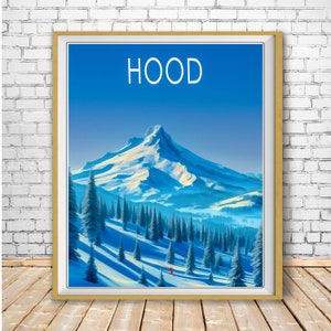 Mt Hood Poster, Portland Oregon Print, Meadows Ski Area, Ski Poster, Travel Poster, Winter Decor, Wall Art st1 #vp420