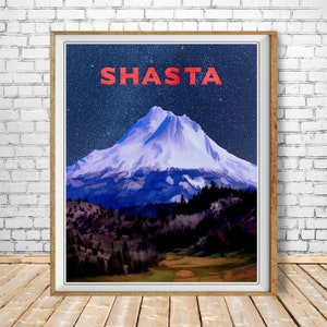 Mt Shasta Poster, California Print, Mount Shasta Print, California Poster, Milky Way Photo, Night Sky Photo st1 #vp20