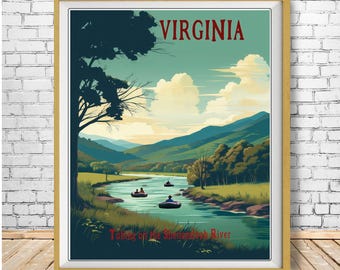 Virginia Poster, Shenandoah River, Tubing Print, Virginia Print, Harpers Ferry Shenandoah River Print, Wall Art (#st1v-vp0559)
