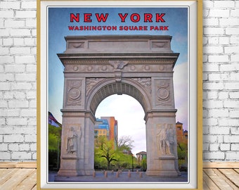 New York City Poster, Washington Square Print, Nyc Poster, Greenwich Village Print, Vintage Travel Poster st1 #vp95
