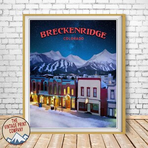 Breckenridge Poster, Colorado Print, Breckenridge Print, Night Skiing Poster, Wall Art, Colorado Poster bundle-v #vp220