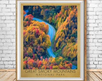 Great Smoky Mountains Poster, National Park Poster, Smoky Mountain Print Wall Art st1 #vp134