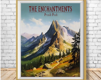 Enchantment Mountains Poster, Cascade Mountains Print, Washington State, Pacific Northwest Art, Seattle, st1 #vp442