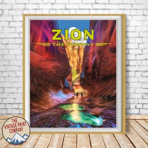 Zion Poster, Zion National Park Poster, National Park Print, The Subway Zion, Utah Poster bundle-v #vp132