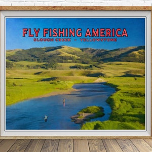 Fly Fishing Poster, Yellowstone National Park, Fishing Print, Slough Creek, Travel Poster st1 #vp110