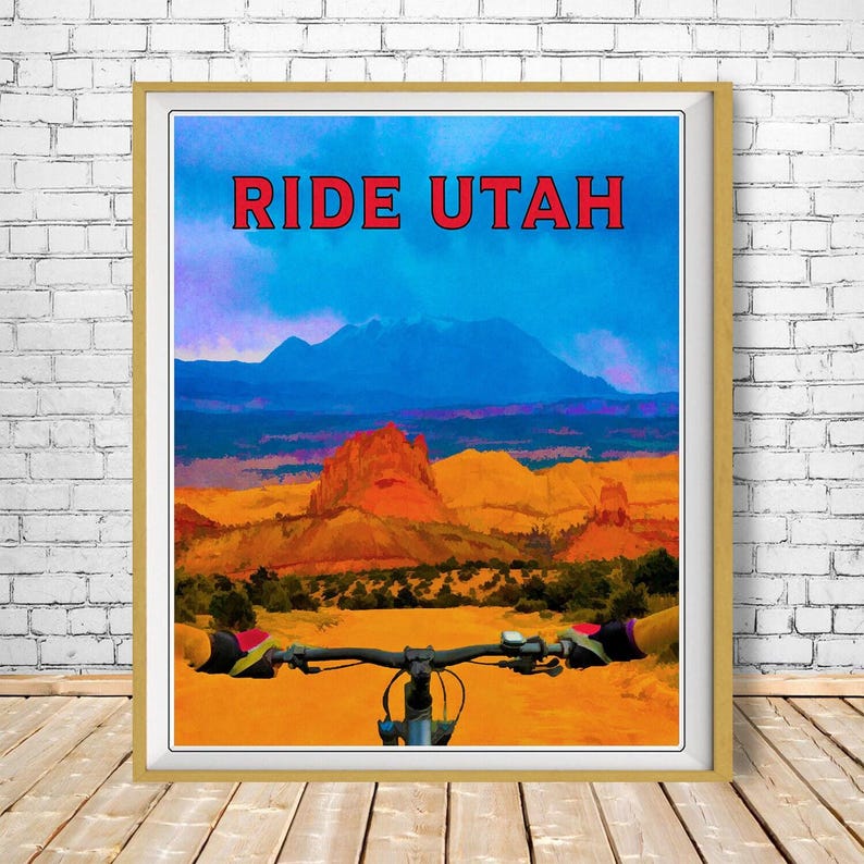 Póster de bicicleta de montaña, impresión de Utah, póster, impresión de MTB, ciclismo, arte mural de Utah (#st1v-vp0075) imagen 1