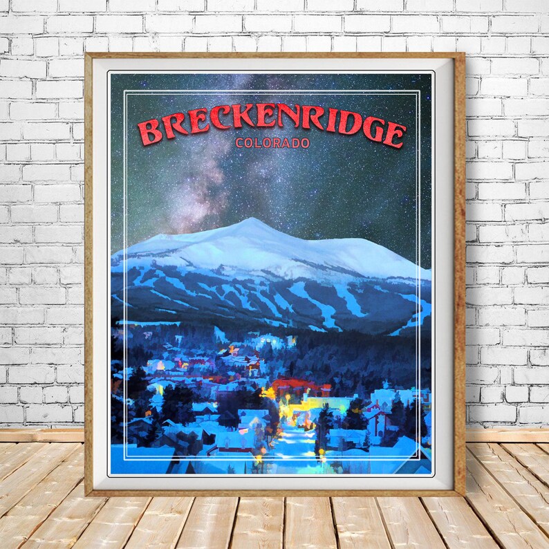 Breckenridge Poster Colorado Print Breckenridge Print Night Etsy