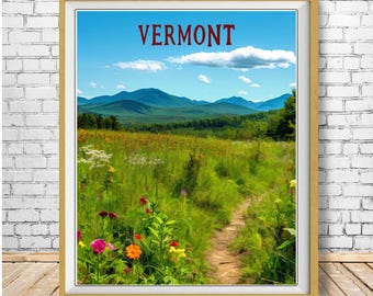Vermont Poster, Green Mountains Print, Vermont Landscape Print, Countryside Poster, Burlington Print, New England Art, Wall (#st1v-vp0697)