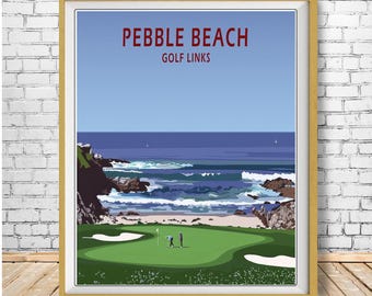 Golf Poster, Pebble Beach Golf Course, Golf Print, Golf Decor, Golf Art, Golf Wall Art, California Poster  (#st1v-vp0610)