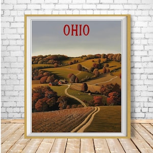 Ohio Poster, Rural Ohio Landscape Print, Autumn Landscape Poster, Ohio Countryside, Columbus Cleveland Toledo Cincinnati bundle-v #vp636