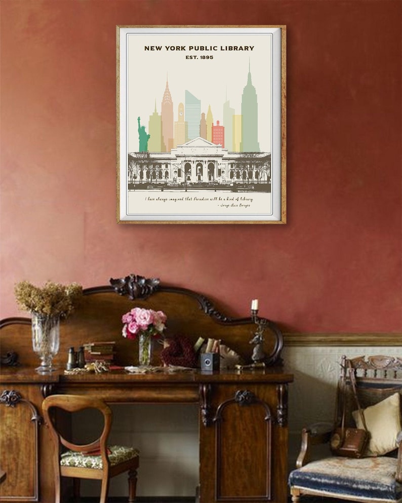 New York Library Print, New York City Poster, Library Poster, Nyc Poster, Gifts for Book Lovers, Wall Art (#st1v-vp0128) image 3